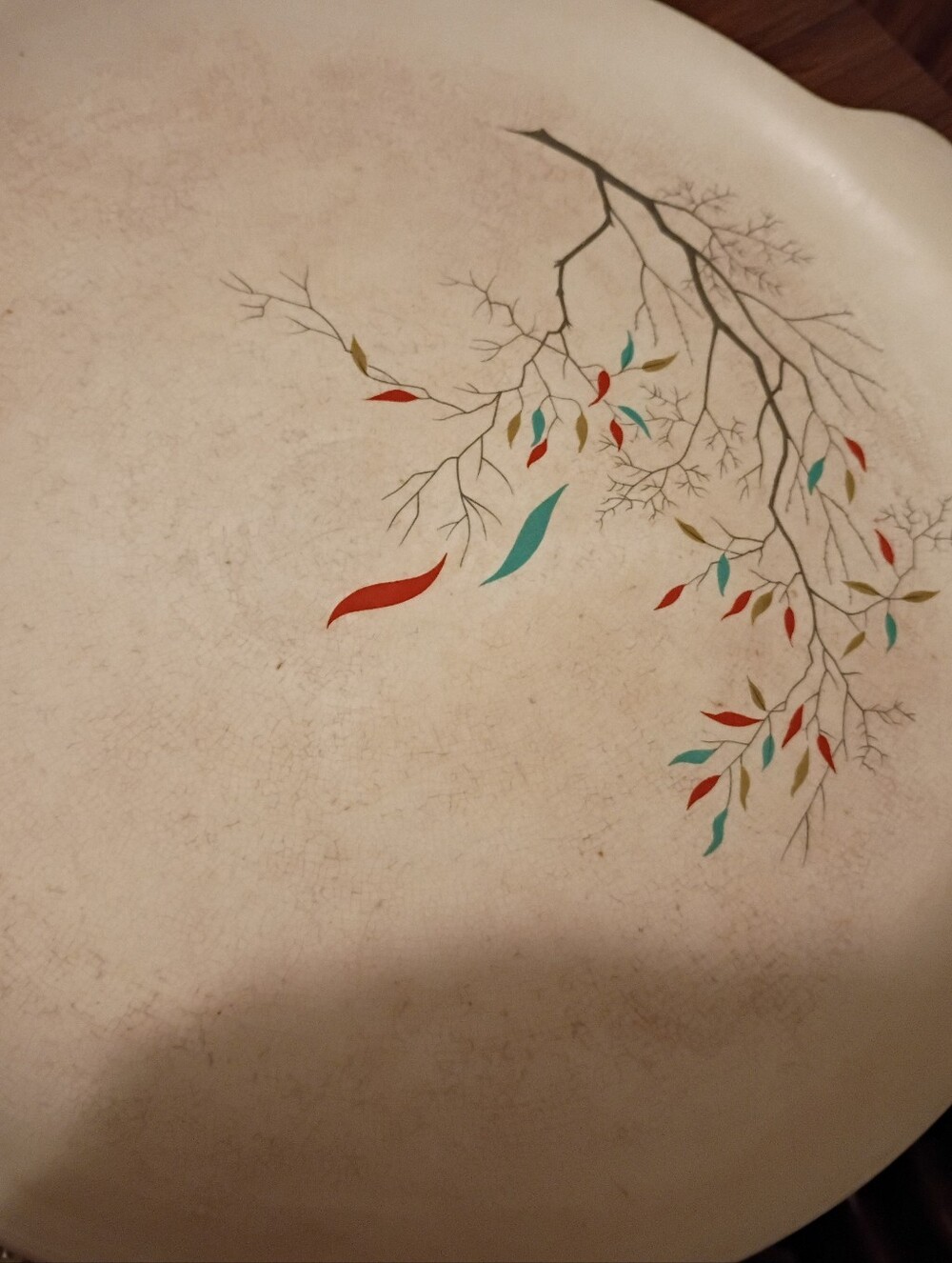 Vintage Decorative Branch Platter with Colorful Leaves Vintage Salem China Free
